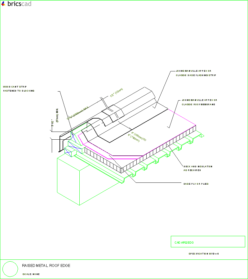 Raised Metal Roof Edge. AIA CAD Details--zipped into WinZip format files for faster downloading.