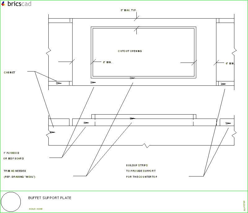 Buffet Support Plate installation layout. AIA CAD Details--zipped into WinZip format files for faster downloading.