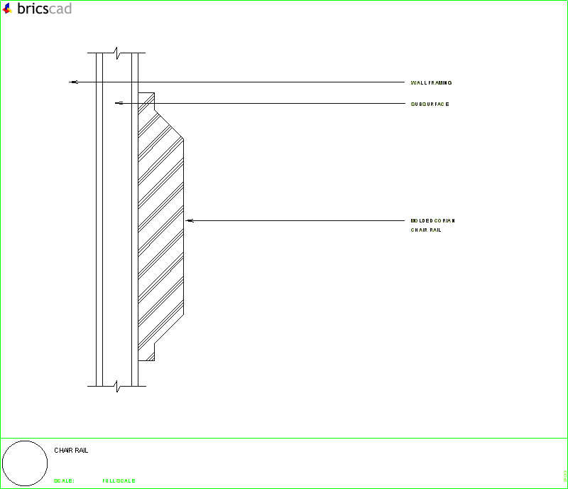 Chair rail detail. AIA CAD Details--zipped into WinZip format files for faster downloading.