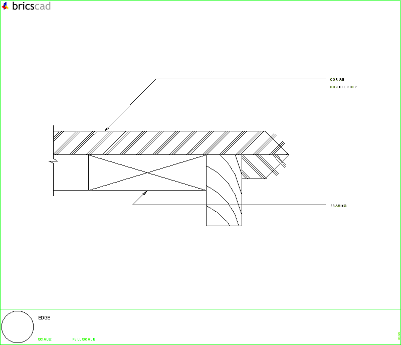 Full bullnose edge using 1/2 or 3/4 inch material. AIA CAD Details--zipped into WinZip format files for faster downloading.