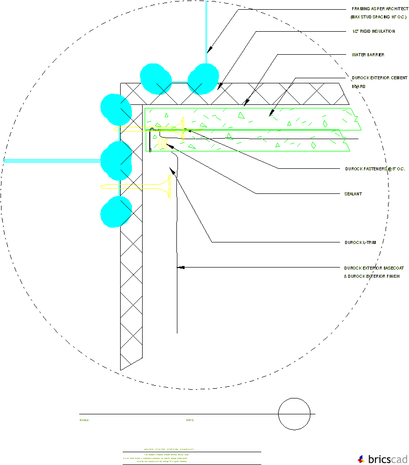 DUR204 - INSIDE CORNER DETAIL. AIA CAD Details--zipped into WinZip format files for faster downloading.