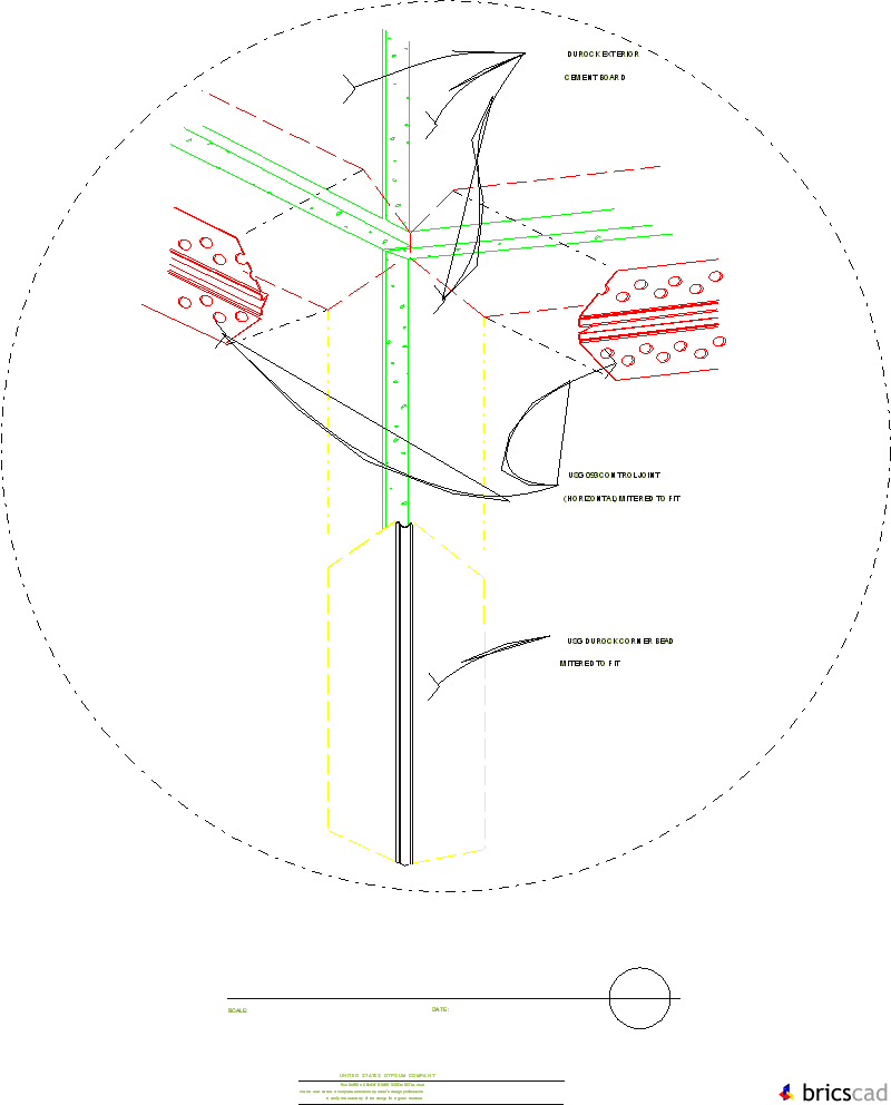DUR205 - CORNER ISOMETRIC (CONTROL JOINT). AIA CAD Details--zipped into WinZip format files for faster downloading.