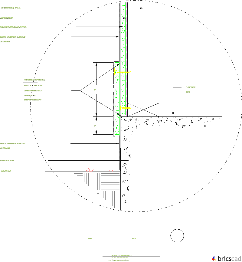 DUR217 - FOUNDATION/WALL INTERSECTION. AIA CAD Details--zipped into WinZip format files for faster downloading.