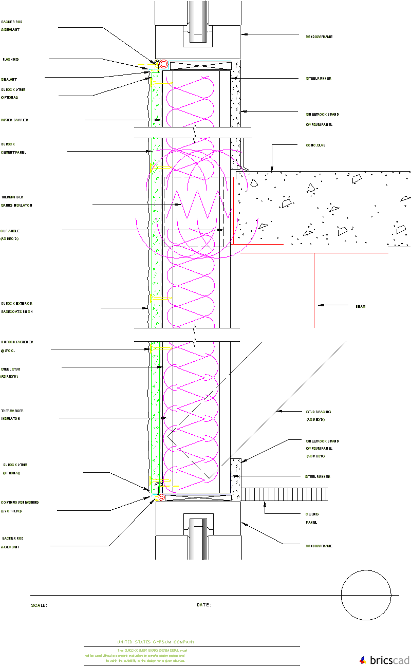 DUR218 - SPANDREL WALL DETAIL. AIA CAD Details--zipped into WinZip format files for faster downloading.