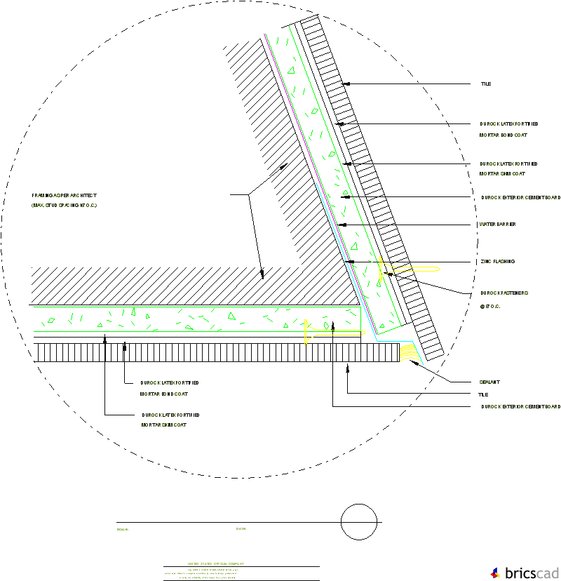 DUR508 - TILE FASCIA/SOFFIT DETAIL. AIA CAD Details--zipped into WinZip format files for faster downloading.