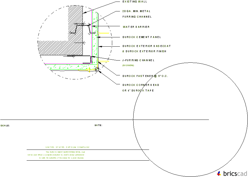 DUR706 - OUTSIDE CORNER DETAIL (DWC20 CHANNELS). AIA CAD Details--zipped into WinZip format files for faster downloading.