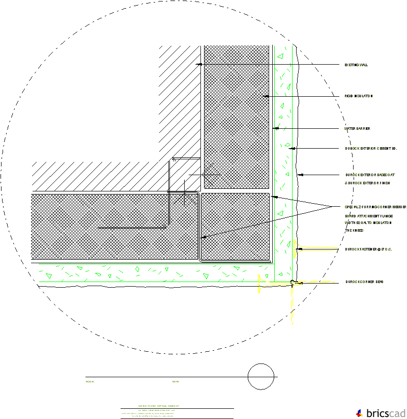 DUR707 - OUTSIDE CORNER DETAIL (Z-FURRING CHANNELS). AIA CAD Details--zipped into WinZip format files for faster downloading.
