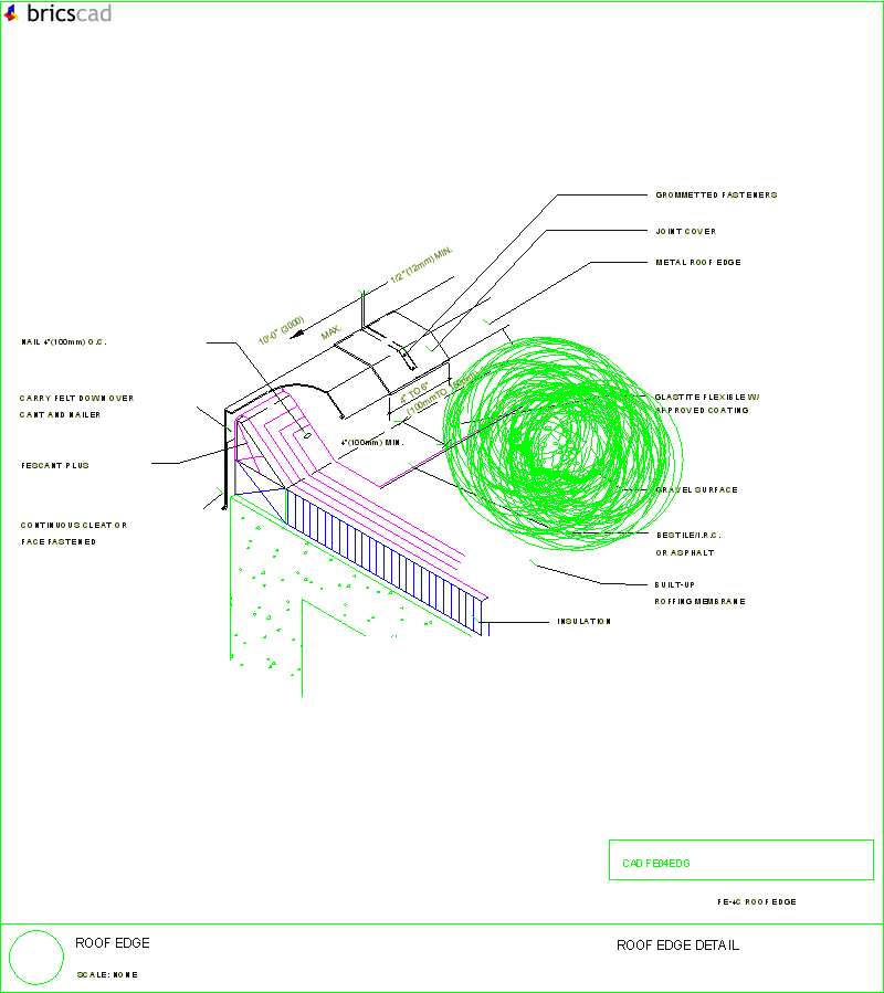 Roof Edge Detail. AIA CAD Details--zipped into WinZip format files for faster downloading.