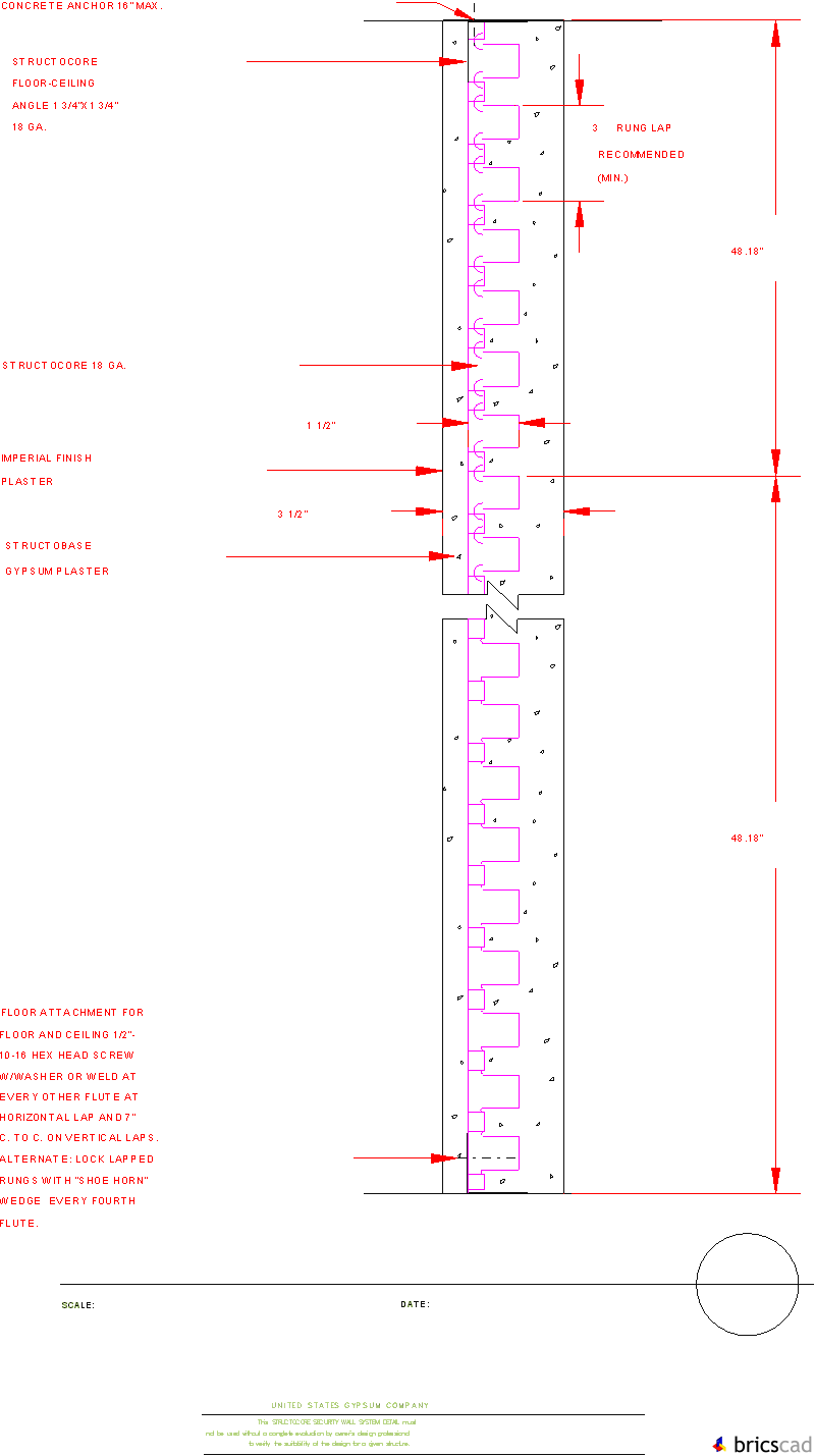 STRC101 - TYPICAL WALL SECTION. AIA CAD Details--zipped into WinZip format files for faster downloading.