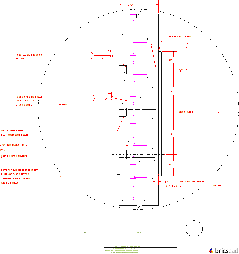 STRC401 - ANCHOR PLATE WALL SECTION. AIA CAD Details--zipped into WinZip format files for faster downloading.