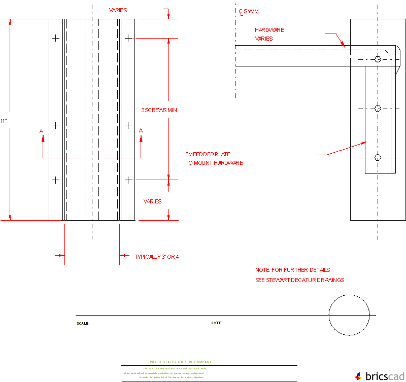 STRC403 - EMBEDMENT PLATE BY OTHER. AIA CAD Details--zipped into WinZip format files for faster downloading.